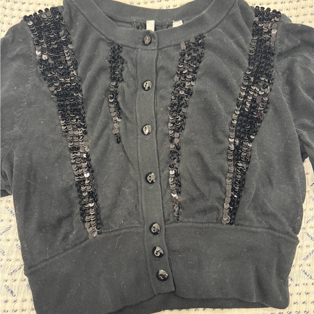Black Women's Cardigan Sweater - Picture 4 of 5